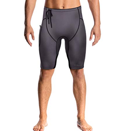 CtriLady Men's Neoprene Wetsuit Shorts Diving Suits Pants 2mm for Swimming Canoeing Surfing with Pocket