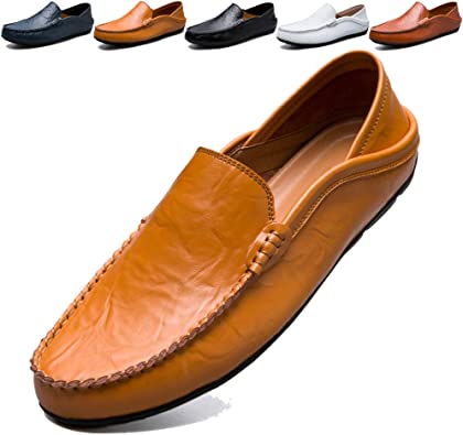 MCICI Loafers Mens Premium Genuine Leather Penny Shoes Fashion Slip On Driving Shoes Casual Flat Moccasin 6.5 US-11.5 US
