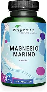 Magnesio Marino Vegavero® | 375 mg | 180 compresse | 100% NATURALE | Alta Qualità: Aquamin™ dall’Irlanda | Alto Dosaggio e No OGM | Vegan