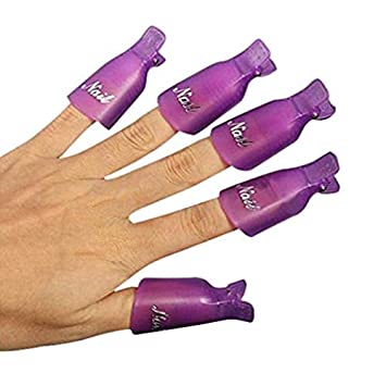 DNHCLL 10 PCS Reusable Professional Plastic Acrylic Nail Art Soak Off Cap Clip Uv Gel Polish Remover Wrap Cleaner Clip Cap Tool For Professional Makeup and Daily Use (Purple)