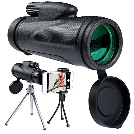 12X50 Monocular Telescope High Powered Waterproof Portable Compact Monocular Low Light Night Vision with Fully Multi-Coated Lens for Outdoor, Hunting, Bird Watching, Camping, Hiking