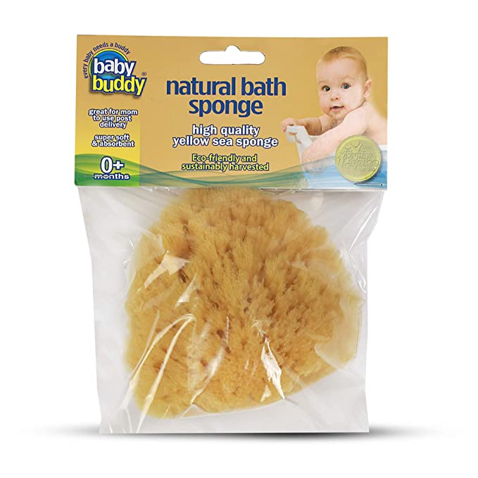 Baby Buddy Natural Baby Bath Sponge 4” Soft Yellow Sea Sponge Soft on Baby’s Tender Skin, Biodegradable, Hypoallergenic, Absorbent Natural Sea Sponge, 1 Pack
