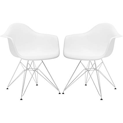 Poly and Bark Padget Arm Chair in White (Set of 2)