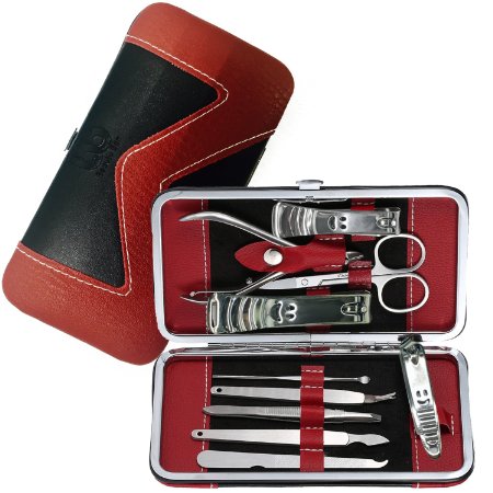 Manicure, Pedicure Kit, Nail Clippers Set of 10, Stainless Steel Manicure Tools Kit with Portable Travel Case, All in One Beauty Care Tools, By Beauty Bon
