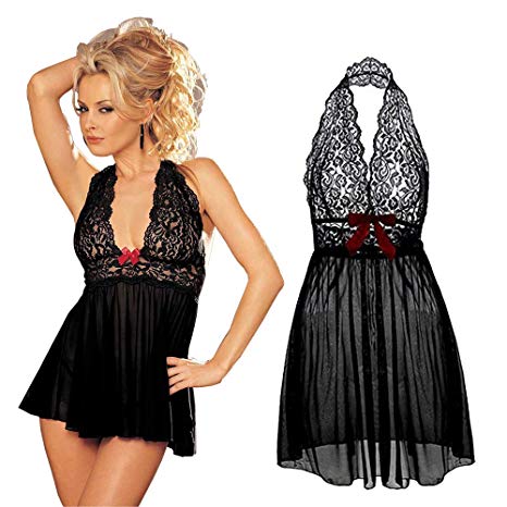 Coswe Plus Size Lace Top Babydoll Lingerie for Women