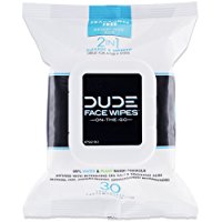 DUDE Face Wipes, Unscented for Sensitive Skin, Infused with Sea Salt & Aloe (1 Pack, 30 Wipes per Pack)