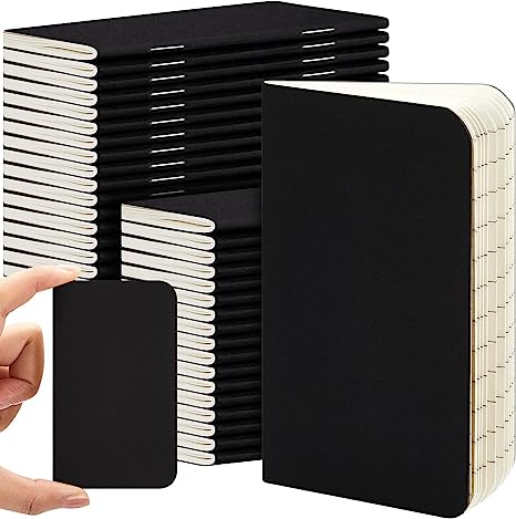 36 Pcs Pocket Notebook Mini Journal 2.5" x 4" Kraft Paper Mini Notebooks Bulk Softcover Pocket Notepad Memo Diary Subject Notebooks for Students Travelers School, 60 Lined Pages/30 Sheets (Black)