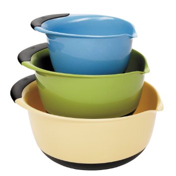 OXO Good Grips 3-Piece Mixing Bowl Set, Blue/Green/Yellow