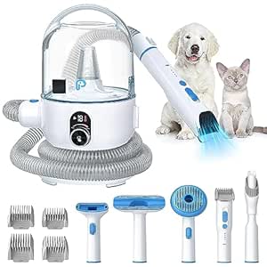 Professional Pet Grooming Vacuum Kit, Pet Grooming Vacuum 5-in-1 Dog Grooming Solution with 99% Pet Hair Suction, Nail Trimmer, and 13.4Kpa Super Suction