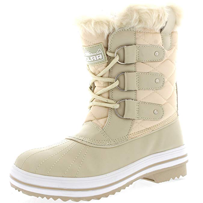 Polar Products Womens Snow Boot Quilted Short Winter Snow Rain Warm Waterproof Boots