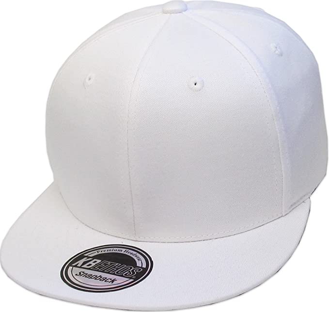 Classic Snapback Hat Blank Cap - Cotton & Wool Blend Flat Visor