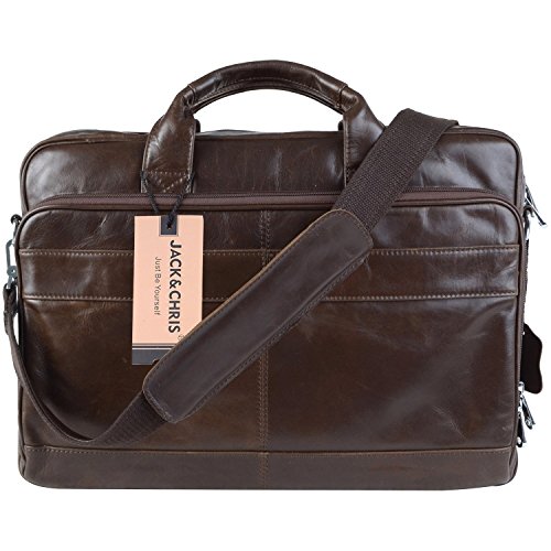 Jack&Chris® New High Quality Genuine Leather Men's briefcase Laptop Bag Shoulder bag Handbag, NM1871