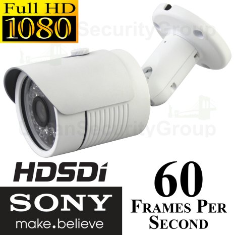 USG Sony 1080P HD-SDI Bullet Security Camera 1920 x 1080  60 Frames Per Second For Extremely Smooth Video 36mm Wide Angle Lens 24x IR LEDs Weatherproof Housing with Bracket 128 Sony 21MP Sensor WDR  3D DNR  BLC  HSBLC  Digital Zoom  Sense-Up  Defog  ATW  AGC  ACCE  Perfect For Home and Business HD Video Surveillance