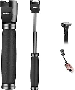 Neewer 8.7"/22cm Telescoping Interview Mic Handle for Wireless Go, Lavalier Video Microphone Handheld Adapter with Cold Shoes Compatible with RODE Wireless Go II DJI Mic CM22, MS003