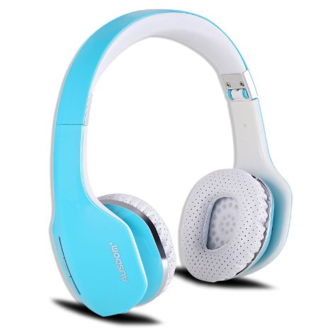 AUSDOM M07 On-Ear Wireless Bluetooth Headphones with Microphone Foldable and Lightweight Headsets Compatible with Cell phones and other Bluetooth devices(Blue)