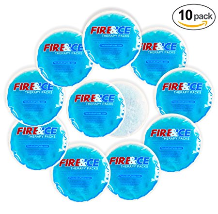 Small Round Hot Cold Packs: Soothing Cloth Backing Reusable Hand Warmers, Microwavable Heat Pads, Cooling Gel Compress and Lunch Box Freezer Ice Pack 10 Pack