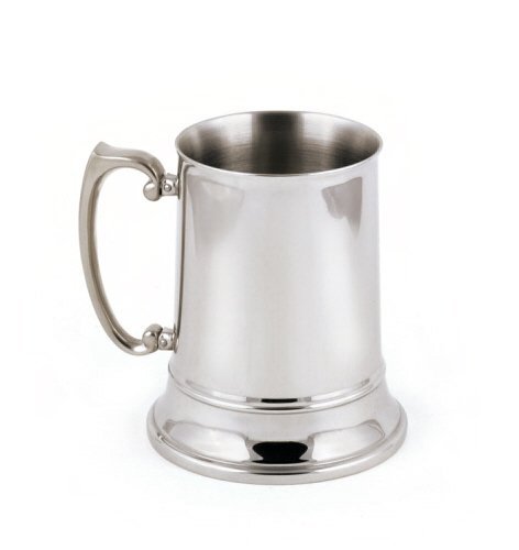 Brilliant Double-Walled Stainless Steel Large (16 Oz.) Beer Mug - Fine StainlessLUX Barware for Your Enjoyment