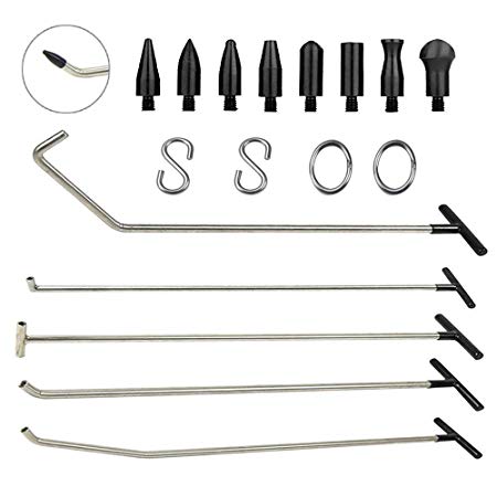 JMgist Rods Tools Paintless Dent Repair Kits with 8 Taper Head and S-Hook for Car Auto Body Dents Hail Damage Removal Set Stainless Steel Hands Tools