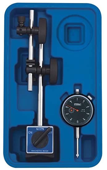 Fowler 52-520-199 Magnetic Base and Black Face Indicator with Fine Adjust, 0-1" Measuring Range, 0.001" Graduation Interval