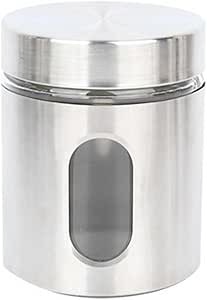Stainless Steel Container Food Storage Jar Sealed Coffee Can Kitchen Canister with Glass Window and Airtight Lid for Tea Coffee Bean Sugar Candy Cookie Spice Flour, 1 Piece