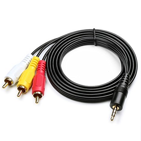 Top-Longer 3.5mm 4 Pole Jack Plug to 3 x RCA Phono Lead Composite & Audio Video AV Cable Male to Male 1.5m