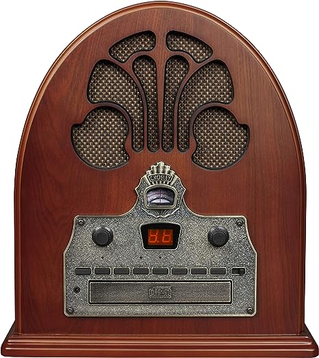 Crosley CR32D Cathedral Retro Am/FM Tabletop Radio with Bluetooth Receiver and CD Player, Paprika