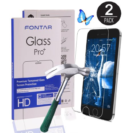 (2 Pack) iPhone 6S Plus Screen Protector, FONTAR Ultra-Clear High Definition (HD) Tempered Glass Screen Protectors for iPhone 6 Plus & iPhone 6S Plus 5.5 INCH