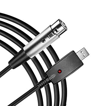 JOYNANO USB Microphone Cable USB Male to 3-Pin XLR Female Mic Link Cable Studio Audio Connector Cords Adapter for Microphones or Instruments Recording Karaoke Singing - 3M/10ft