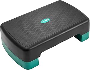 Yes4All 18.9" Aerobic Exercise Step Platform with 2 Risers, Adjustable Height Workout Stepper 3" 5.1" for Home Gym