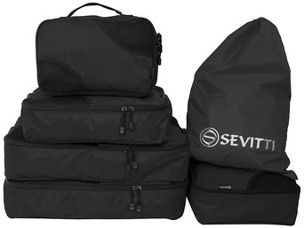 5 Packing Cubes Set plus Shoe Bag/Laundry Bag - Travel Luggage Organizers