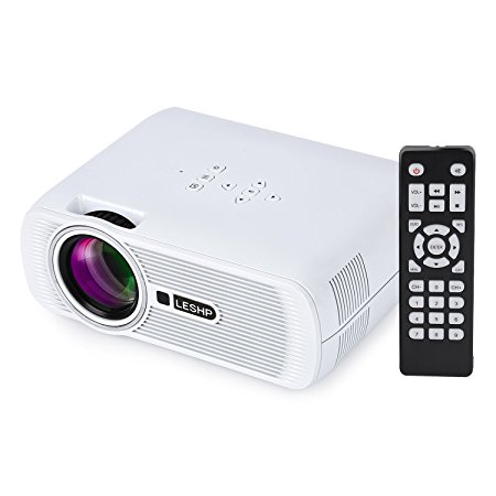 LED Video Projector 1080P, LESHP Full Color 130 inch Mini Portable Pico Projector 1300 Lumens BL80-Advanced for Home Cinema Theater Entertainment, Party and Game, Camping and Outdoor Activities with HDMI Cable Multimedia Supports HDMI / VGA / AV / USB / SD Interface