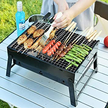 ETE ETMATE BBQ Grill, Portable Barbecue Charcoal Grill, Foldable Outdoor Small Grill for Courtyard, Garden, Camping