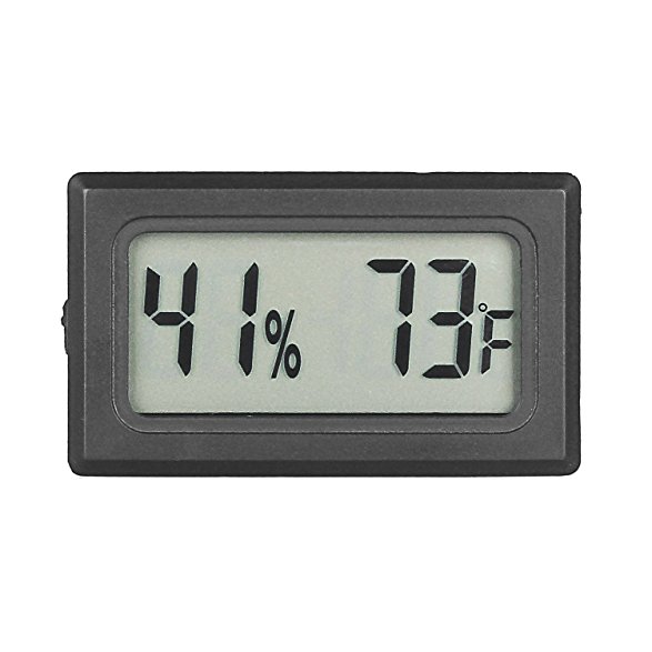 Qooltek Mini Hygrometer Thermometer LCD Display Digital Temperature Humidity Meter Gauge for Incubators Reptile and Humidors (Fahrenheit)