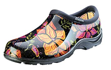 Sloggers Women's Waterproof Rain Garden Shoe Comfort Insole, Spring Surprise Black, Size 9, Style 5118SSBK09