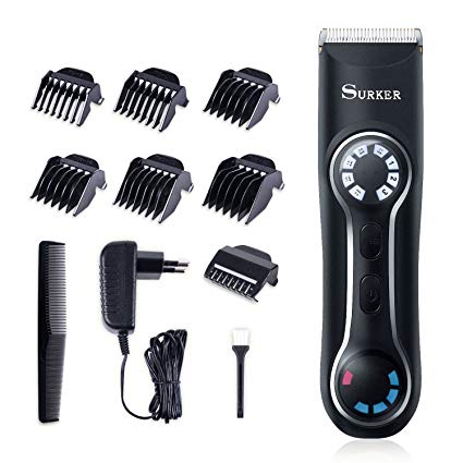 SURKER Professional Men's Hair Trimmer Electric Men Hair Clipper Beard Trimmer with LED Display Rechargeable Cordless Hair clipper