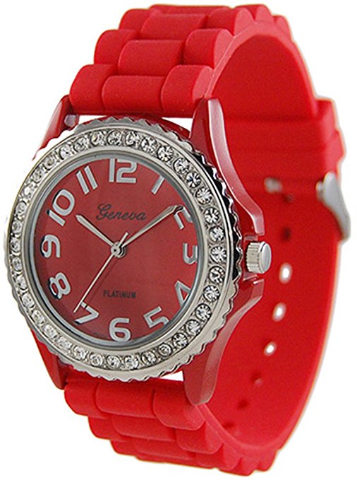 Women's Rhinestone Accented Watch Color: Red