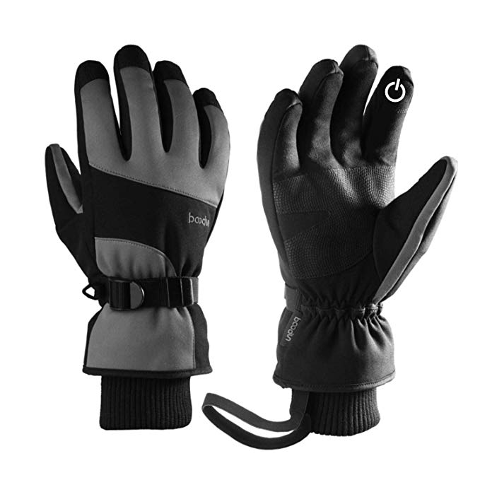 BOODUN Gloves for Men Women, Gloves Screentouch, Ski Gloves Waterproof and Windproof with Adjustable Cuffs and Anti-loose Strip