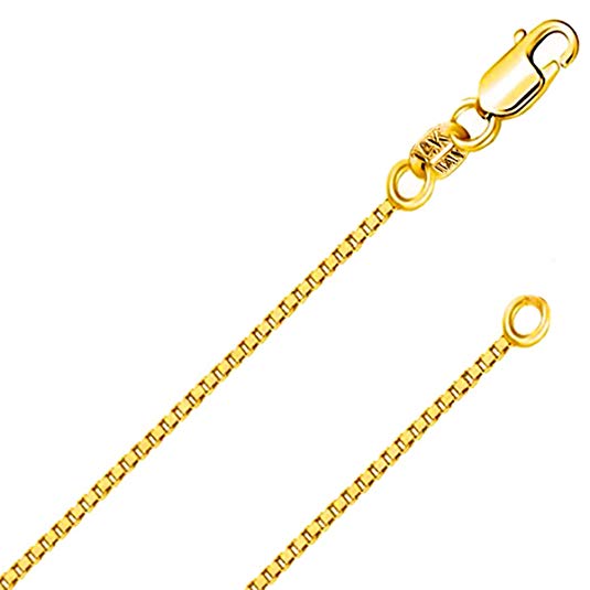 14K Solid Yellow or White or Rose/Pink Gold 0.5MM,0.7MM,0.9MM,1.1MM,1.2MM Italian Diamond Cut Box Chain Necklace - FREE Gift with Order