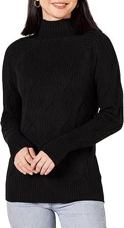 Amazon Essentials Women's Soft Touch Funnel Neck Cable Sweater