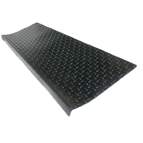 Rubber-Cal "Diamond-Plate" Non-Slip Rubber Tread Stair Mats (6 Pack), Black