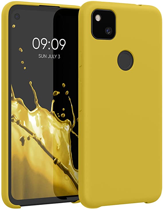 kwmobile Carcasa Compatible con Google Pixel 4a - Funda de Silicona para móvil - Cover Trasero en Amarillo Miel