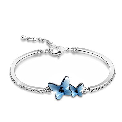 T400 Jewelers "Dream Chasers" Love Gift Swarovski Elements Crystal Butterfly Bangle Bracelet Women's Jewerly