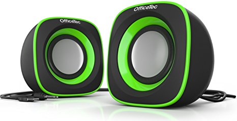 OfficeTec USB Speakers Compact 2.0 System for Mac and PC (Green)