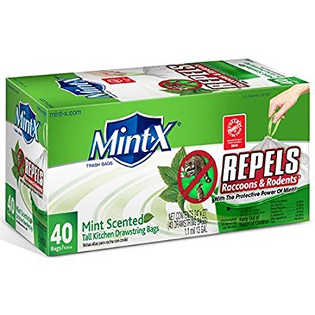 Mint-X Rodent Repellent Tall Kitchen Trash Bags, 13 gal. Capacity (Box of 40)