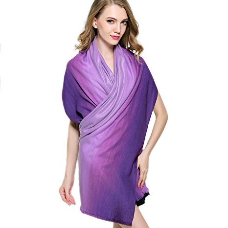 Silk Scarf - Fashinable Warm Winter Scarfs for Women, Large Soft and Cozy Ombré Shawl Wrap Blanket Scarf with Buttons, So Many Ways to Wear - Makes You Feels Natural and Looks Elegant!
