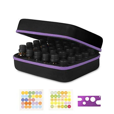 JSVER 30 Bottles Essential Oil Carrying Case Hard Shell Essential Oils Storage 5ml 10ml 15ml Essential Oil Travel Case Premium Storage Protection for Roller Bottles Portable Travel Organizer Cases