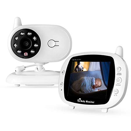 EtekStorm Wireless Video Baby Monitor - 3.5''LCD Digital Display Screen Two-Way Audio Speech Night Vision Temperature Monitor Rechargeable Battery