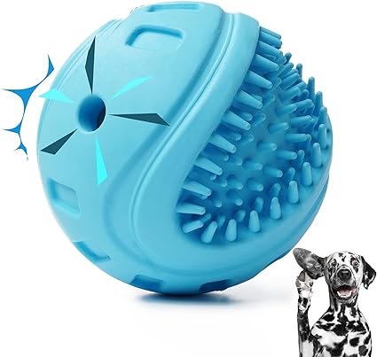 Dog Balls Toys, Dog Toy Ball for Small Medium Large Dogs, Squeaky Rubber 3.2” Dog Balls for Aggressive Chewers, Indestructible Durable Dog Chew Toys with Squeaker for Teeth Cleaning