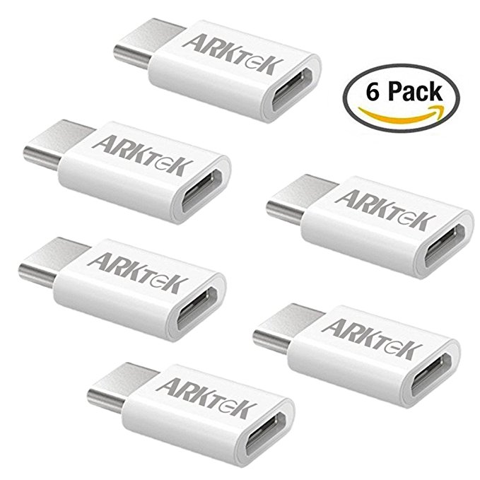 USB-C to Micro USB Adapter, ARKTEK USB Type C (Thunderbolt 3) to Micro USB (Female) Sync and Charging for Apple MacBook, Chromebook Pixel, Samsung Galaxy S8 S9, Google Pixel 2 XL (Pack of 6, White)