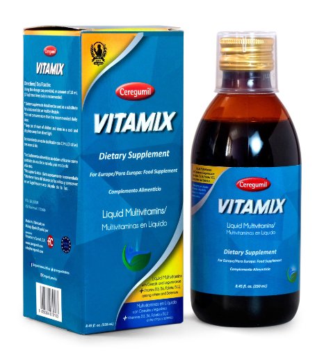 Ceregumil VITAMIX, Liquid Multivitamin for Men / Women / Children w/ Minerals Supplement ANTIOXIDANT - Vitamin D B12 among others. PLUS Selenium AMAZING Boost Energy Supplement Great Flavor - 250mL